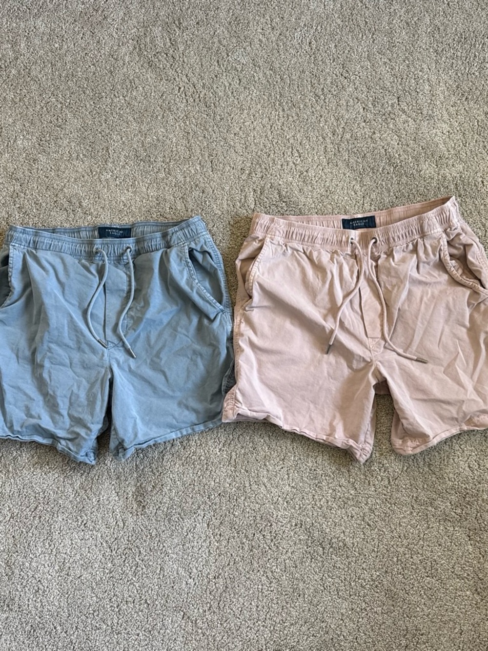 American Eagle Outfitters Light Blue and Blush Drawstring Athletic Shorts